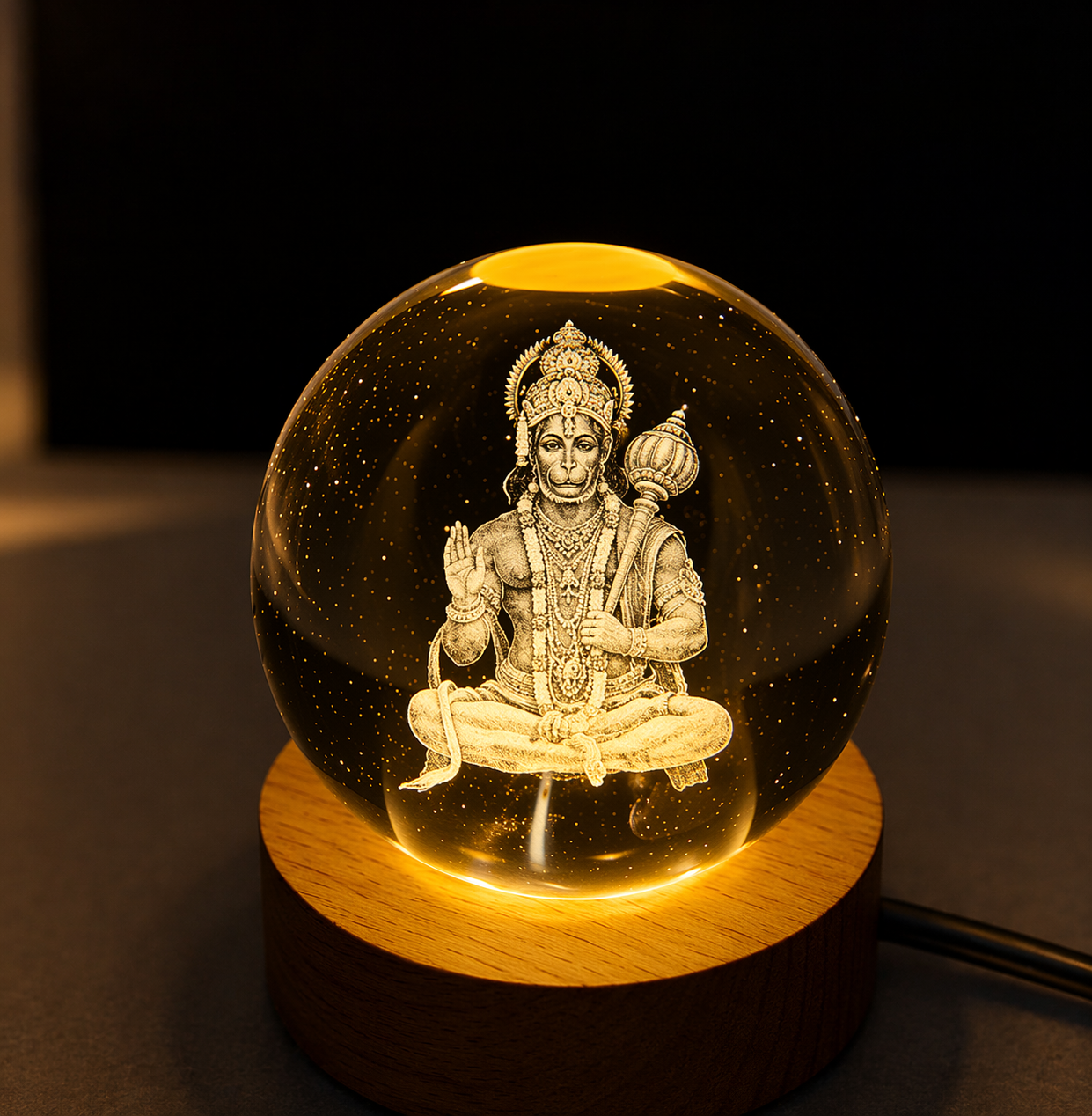 ✨3D Lord Hanuman Crystal Ball