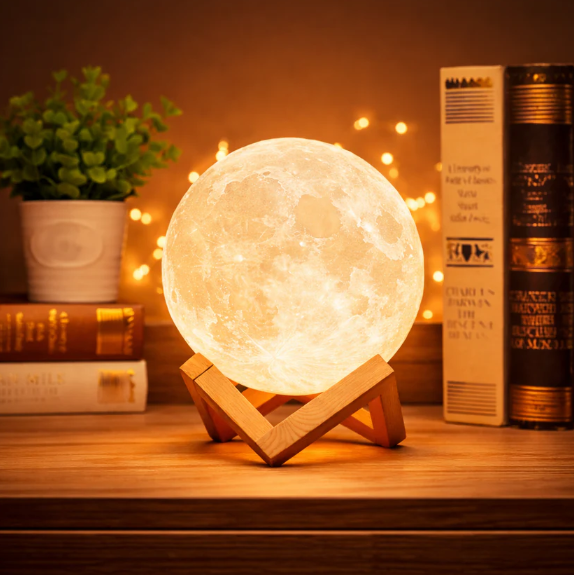 🌙3D Moon – Multicolor Light with Wooden Stand