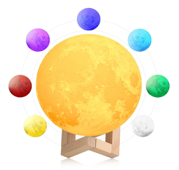 🌙3D Moon – Multicolor Light with Wooden Stand